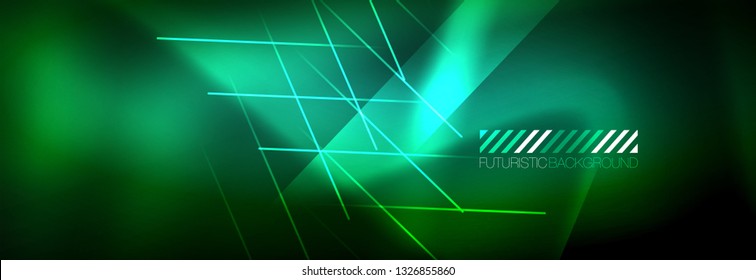 Abstract neon glowing light background. Dark background with lights. Abstract background with neon lights, night view. Vector
