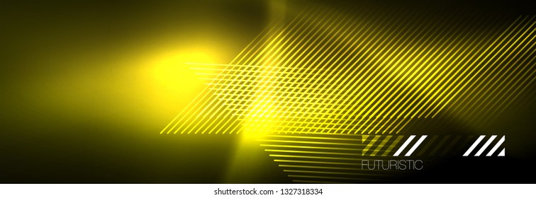 Abstract neon glowing light background. Dark background with lights. Abstract background with neon lights, night view. Vector