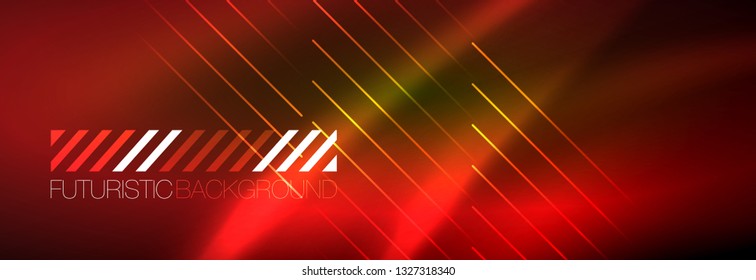 Abstract neon glowing light background. Dark background with lights. Abstract background with neon lights, night view. Vector