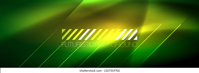 Abstract neon glowing light background. Dark background with lights. Abstract background with neon lights, night view. Vector