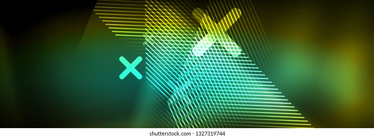 Abstract neon glowing light background. Dark background with lights. Abstract background with neon lights, night view. Vector