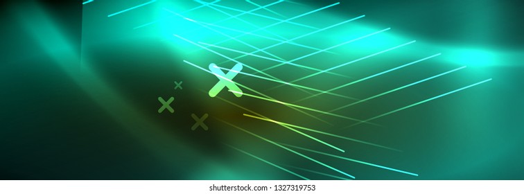 Abstract neon glowing light background. Dark background with lights. Abstract background with neon lights, night view. Vector
