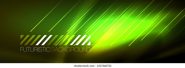 Abstract neon glowing light background. Dark background with lights. Abstract background with neon lights, night view. Vector