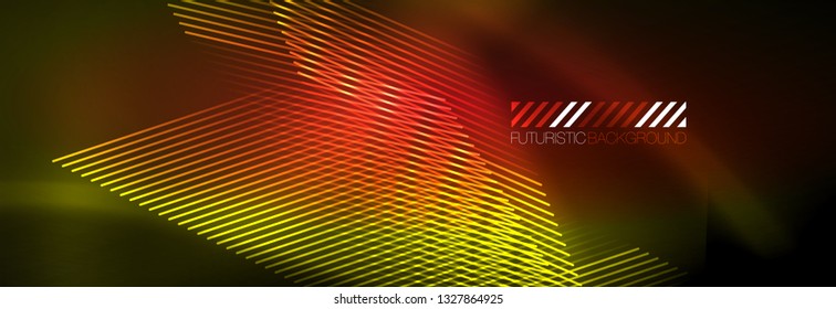 Abstract neon glowing light background. Dark background with lights. Abstract background with neon lights, night view. Vector