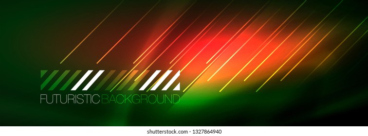 Abstract neon glowing light background. Dark background with lights. Abstract background with neon lights, night view. Vector