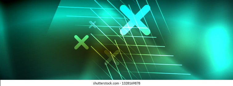 Abstract neon glowing light background. Dark background with lights. Abstract background with neon lights, night view. Vector