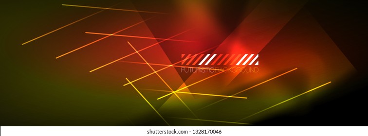 Abstract neon glowing light background. Dark background with lights. Abstract background with neon lights, night view. Vector