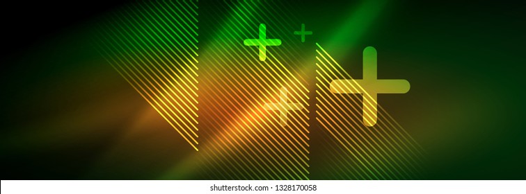 Fundo de luz brilhante néon abstrato. Fundo escuro com luzes. Fundo abstrato com luzes de néon, vista noturna. Vetor