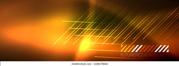 Abstract neon glowing light background. Dark background with lights. Abstract background with neon lights, night view. Vector