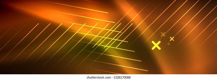 Abstract neon glowing light background. Dark background with lights. Abstract background with neon lights, night view. Vector