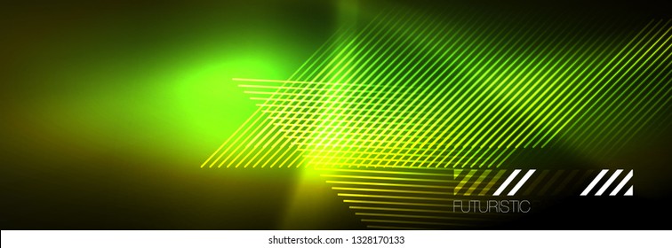 Abstract neon glowing light background. Dark background with lights. Abstract background with neon lights, night view. Vector