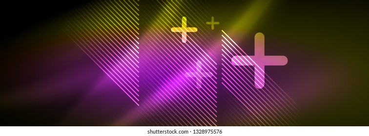 Fundo de luz brilhante néon abstrato. Fundo escuro com luzes. Fundo abstrato com luzes de néon, vista noturna. Vetor