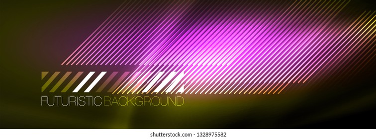 Abstract neon glowing light background. Dark background with lights. Abstract background with neon lights, night view. Vector