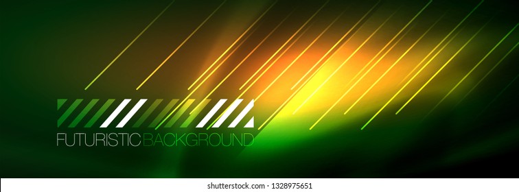 Abstract neon glowing light background. Dark background with lights. Abstract background with neon lights, night view. Vector