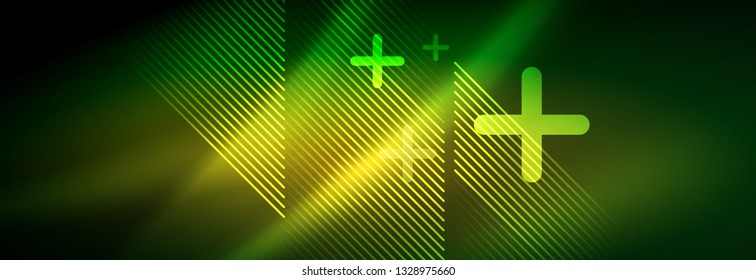 Abstract neon glowing light background. Dark background with lights. Abstract background with neon lights, night view. Vector