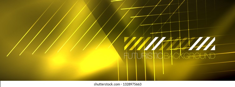 Abstract neon glowing light background. Dark background with lights. Abstract background with neon lights, night view. Vector