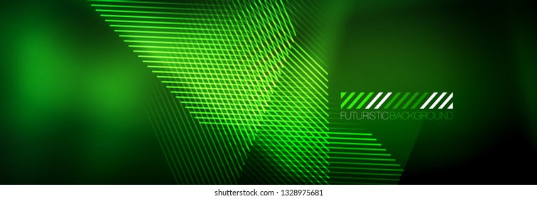 Resumen del fondo luminoso neón. Fondo oscuro con luces. Fondo abstracto con luces de neón, vista nocturna. Vector