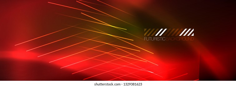 Abstract neon glowing light background. Dark background with lights. Abstract background with neon lights, night view. Vector