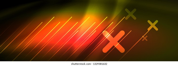 Abstract neon glowing light background. Dark background with lights. Abstract background with neon lights, night view. Vector