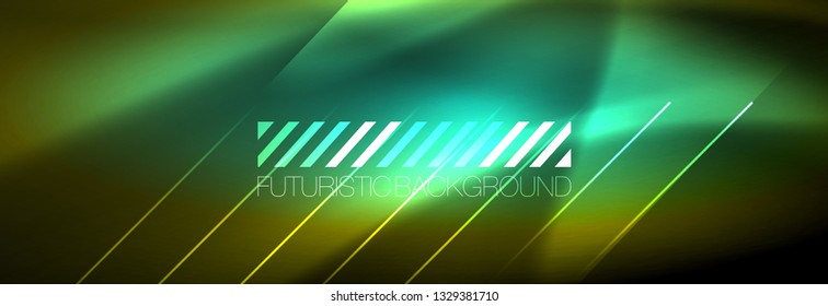 Abstract neon glowing light background. Dark background with lights. Abstract background with neon lights, night view. Vector