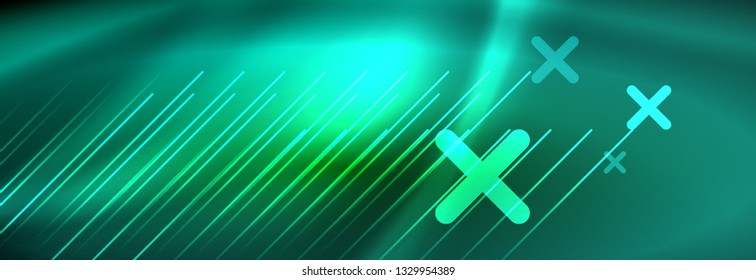 Abstract neon glowing light background. Dark background with lights. Abstract background with neon lights, night view. Vector