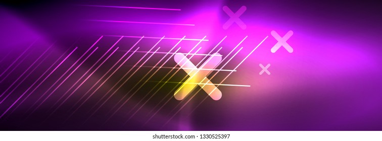 Abstract neon glowing light background. Dark background with lights. Abstract background with neon lights, night view. Vector
