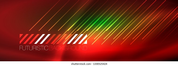 Abstract neon glowing light background. Dark background with lights. Abstract background with neon lights, night view. Vector