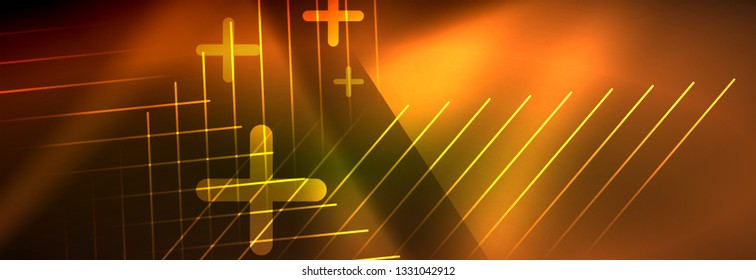 Abstract neon glowing light background. Dark background with lights. Abstract background with neon lights, night view. Vector