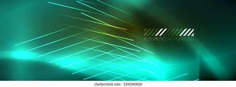 Abstract neon glowing light background. Dark background with lights. Abstract background with neon lights, night view. Vector