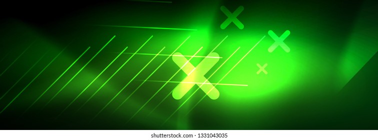 Abstract neon glowing light background. Dark background with lights. Abstract background with neon lights, night view. Vector
