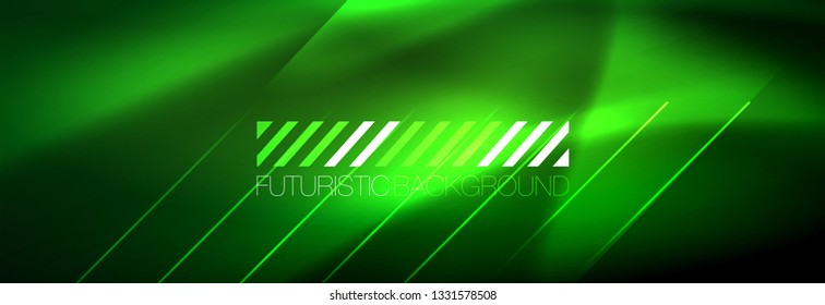 Abstract neon glowing light background. Dark background with lights. Abstract background with neon lights, night view. Vector