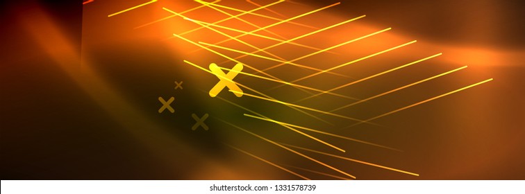 Abstract neon glowing light background. Dark background with lights. Abstract background with neon lights, night view. Vector