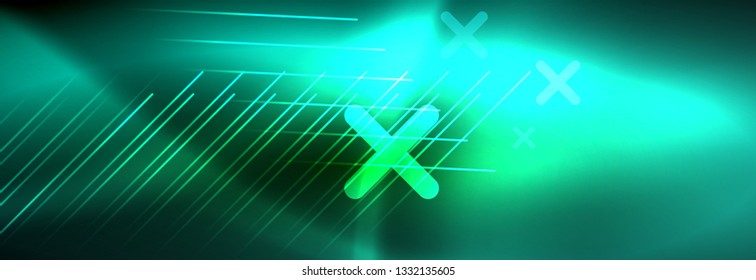Abstract neon glowing light background. Dark background with lights. Abstract background with neon lights, night view. Vector