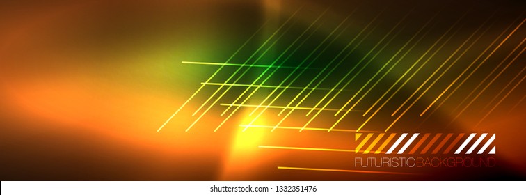 Abstract neon glowing light background. Dark background with lights. Abstract background with neon lights, night view. Vector