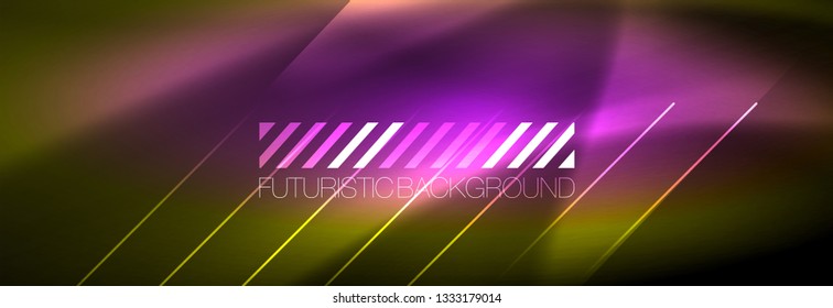 Abstract neon glowing light background. Dark background with lights. Abstract background with neon lights, night view. Vector