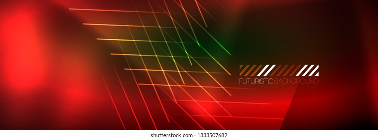 Abstract neon glowing light background. Dark background with lights. Abstract background with neon lights, night view. Vector
