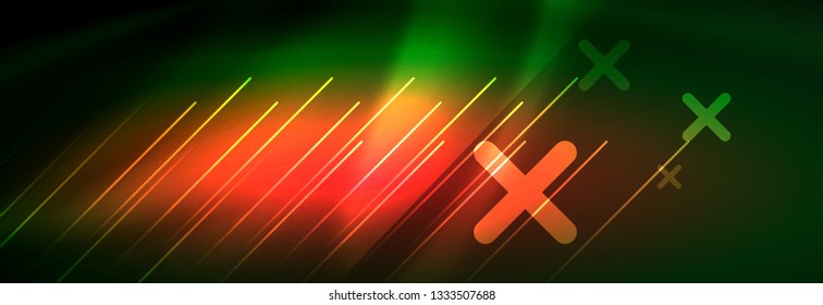 Fundo de luz brilhante néon abstrato. Fundo escuro com luzes. Fundo abstrato com luzes de néon, vista noturna. Vetor