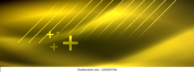 Abstract neon glowing light background. Dark background with lights. Abstract background with neon lights, night view. Vector