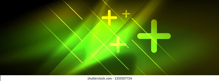 Resumen del fondo luminoso neón. Fondo oscuro con luces. Fondo abstracto con luces de neón, vista nocturna. Vector