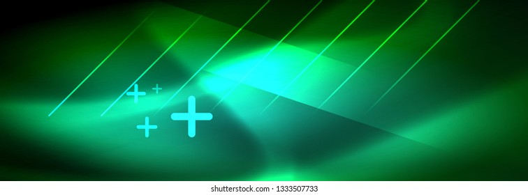 Abstract neon glowing light background. Dark background with lights. Abstract background with neon lights, night view. Vector