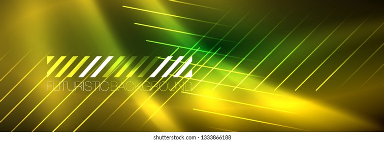 Abstract neon glowing light background. Dark background with lights. Abstract background with neon lights, night view. Vector