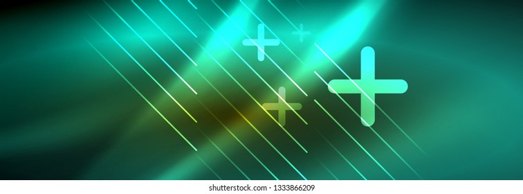 Abstract neon glowing light background. Dark background with lights. Abstract background with neon lights, night view. Vector