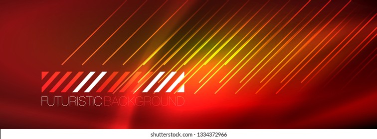 Abstract neon glowing light background. Dark background with lights. Abstract background with neon lights, night view. Vector