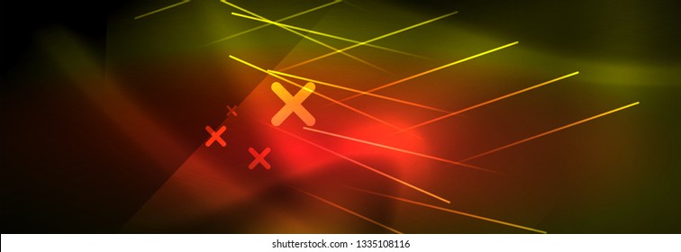 Resumen del fondo luminoso neón. Fondo oscuro con luces. Fondo abstracto con luces de neón, vista nocturna. Vector