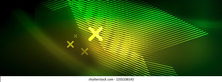 Abstract neon glowing light background. Dark background with lights. Abstract background with neon lights, night view. Vector