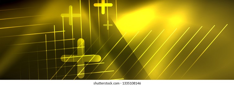 Abstract neon glowing light background. Dark background with lights. Abstract background with neon lights, night view. Vector