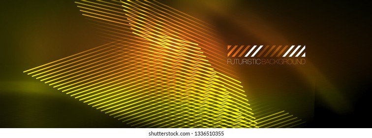 Abstract neon glowing light background. Dark background with lights. Abstract background with neon lights, night view. Vector