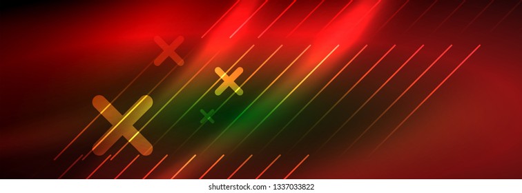 Abstract neon glowing light background. Dark background with lights. Abstract background with neon lights, night view. Vector