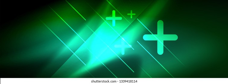 Abstract neon glowing light background. Dark background with lights. Abstract background with neon lights, night view. Vector