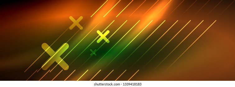 Abstract neon glowing light background. Dark background with lights. Abstract background with neon lights, night view. Vector